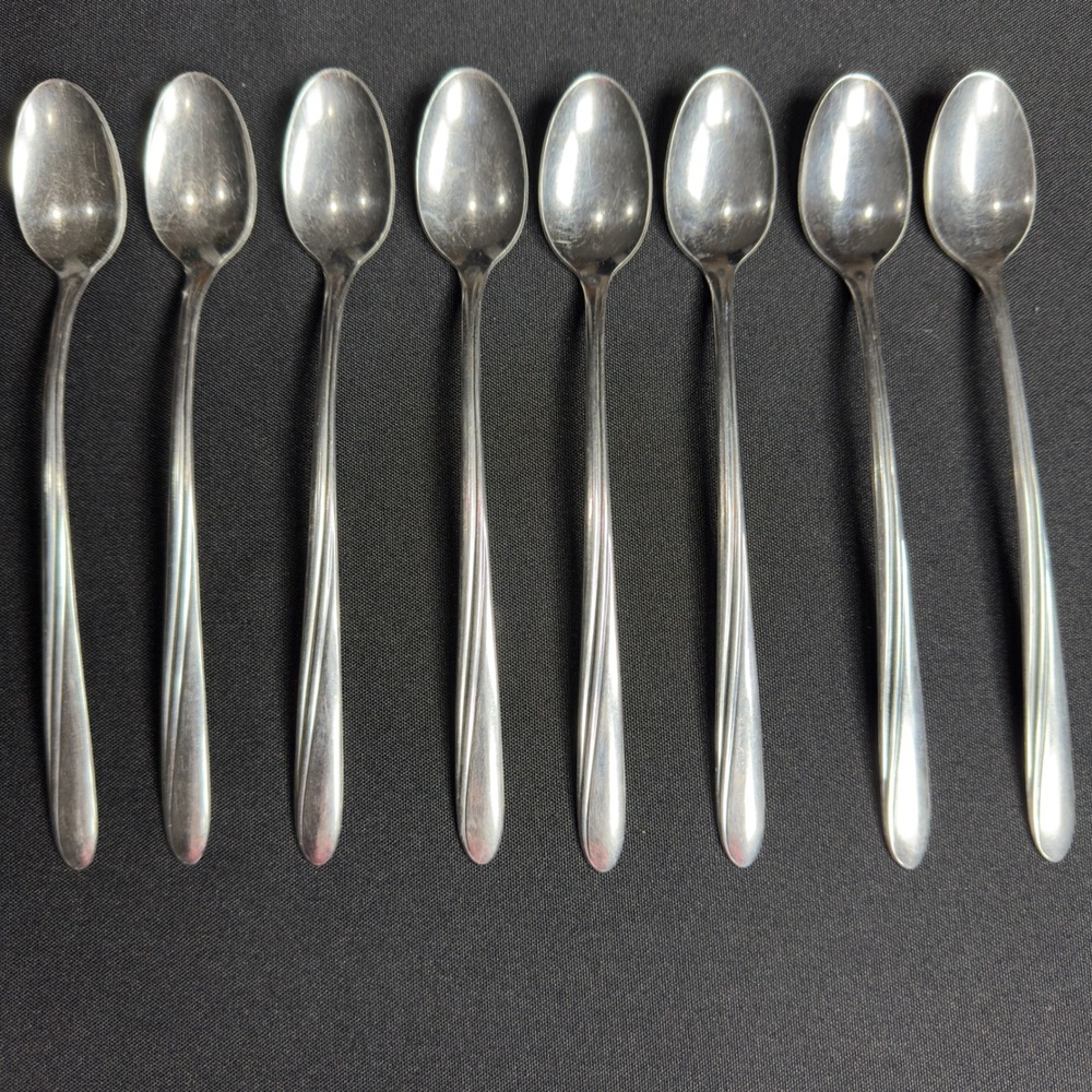 Capri Stainless USA Iced Tea Spoons Set of 8 Long Handle Swirl Pattern 7.5 Inch